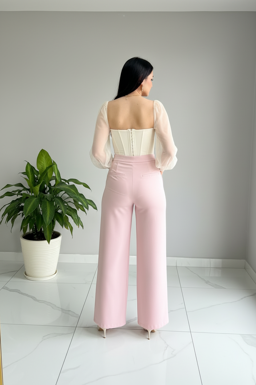 Blusa Corsé Marfil con Mangas de Organza - Elegante y Romántica cod.304