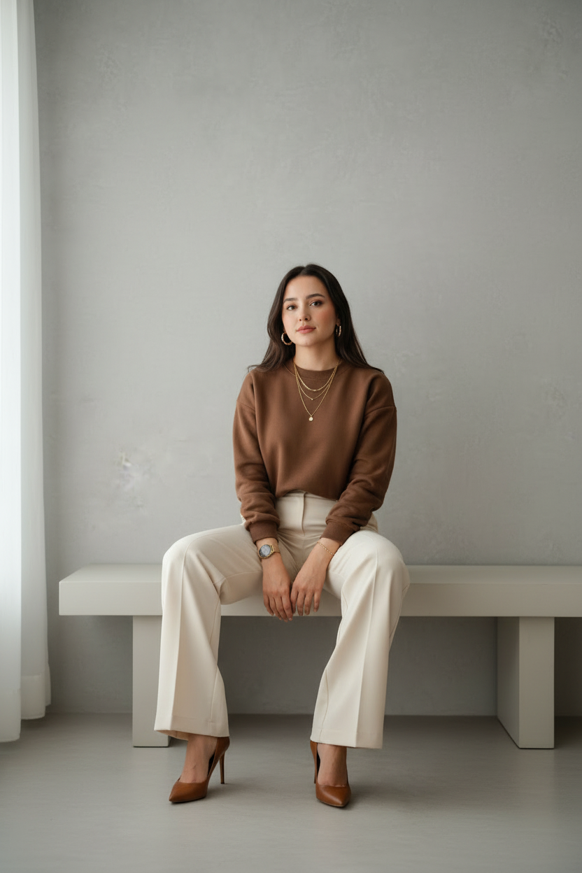 Pantalón sastre en color cream cod. 117