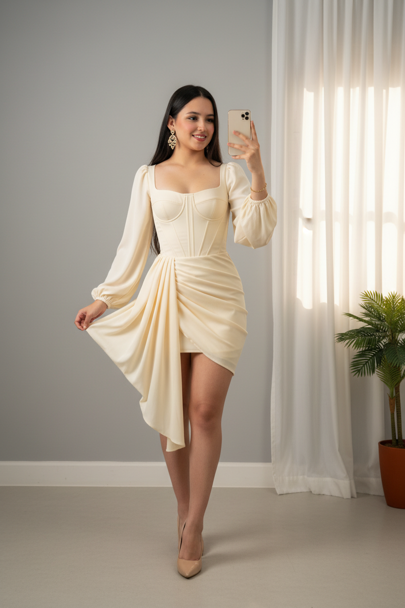 Mini Vestido cream cod.999