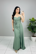 Vestido Verde Salvia Rosa D cod.593