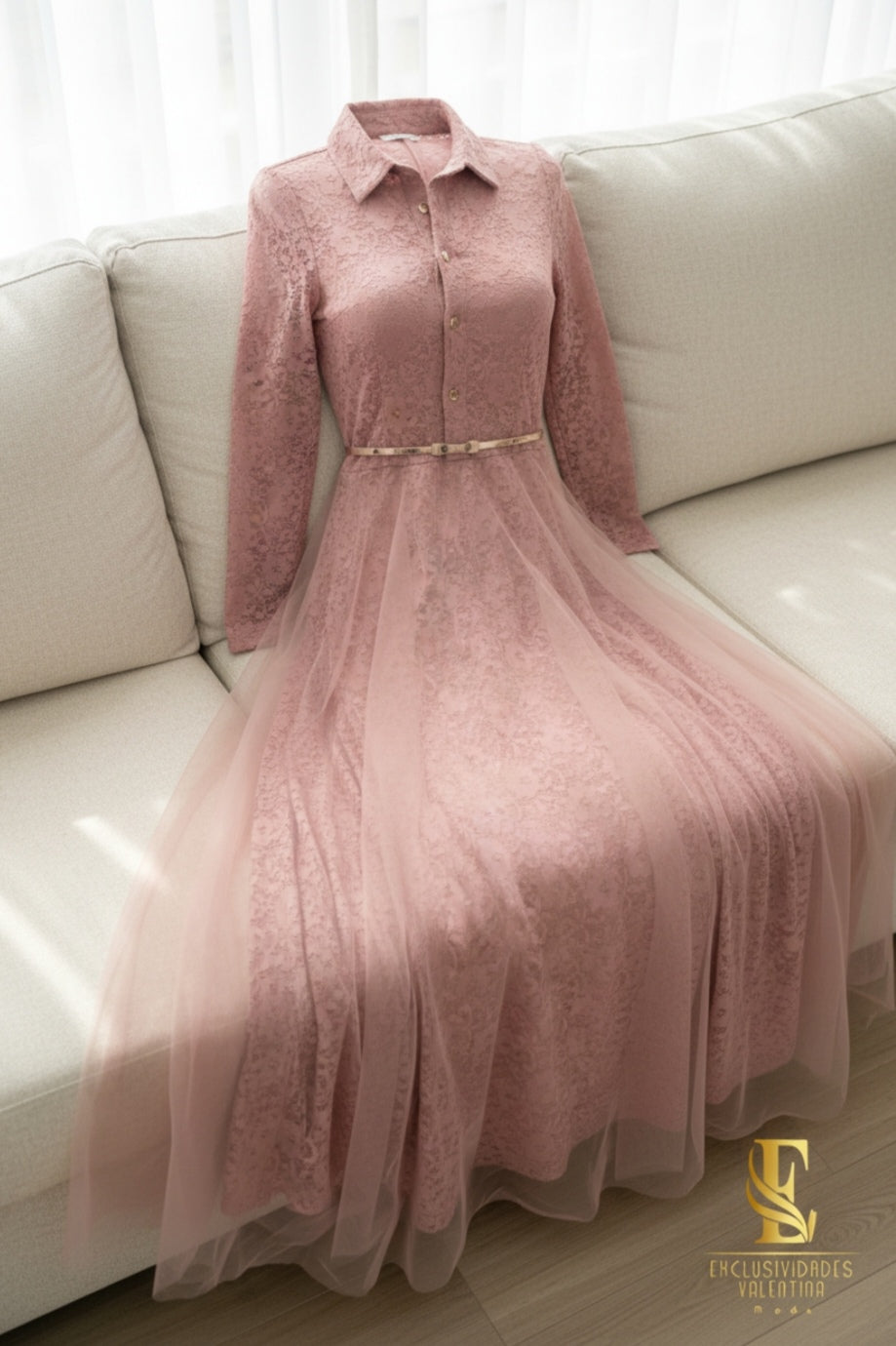 Vestido Rosa Palo · Tul y Encaje cod.V262