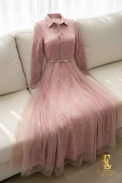 Vestido Rosa Palo · Tul y Encaje cod.V262