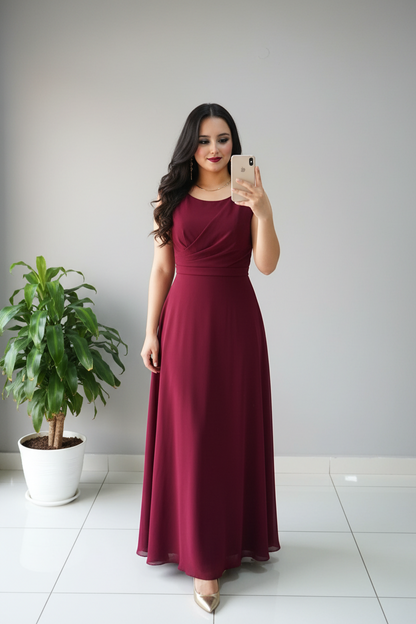 Vestido Vino Clásico cod.588