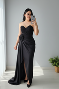Vestido Negro Rosa cod.747