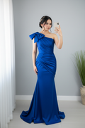 Vestido Azul Rey Un Hombro Lazo cod.0014