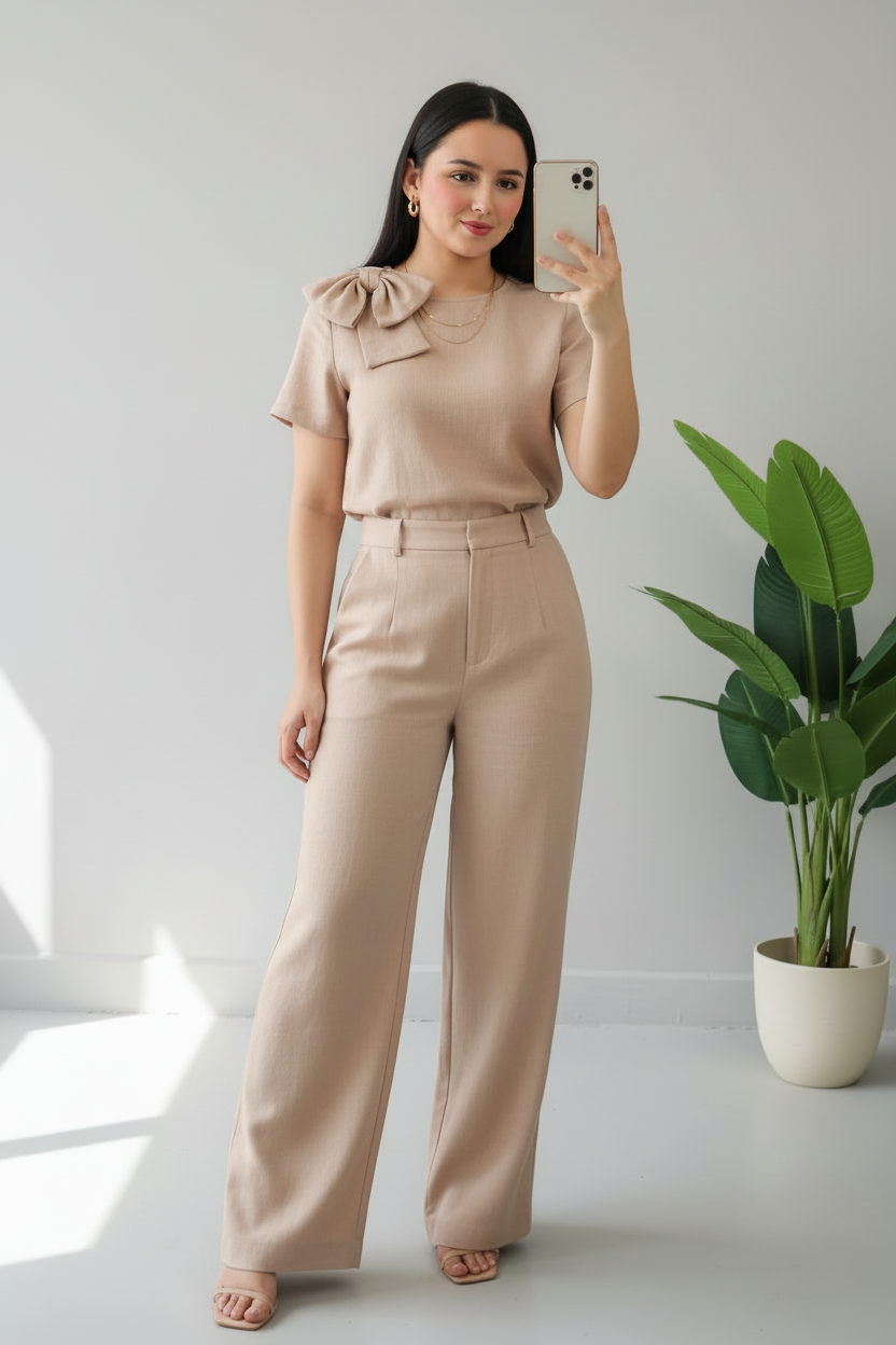 Conjunto Sand Bow & Palazzo Sastre cod.577