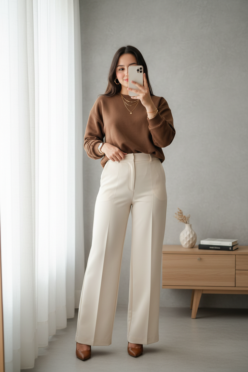 Pantalón sastre en color cream cod. 117
