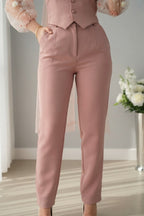 Conjunto Corset Rosa Palo Tul Perlas | CPR-010