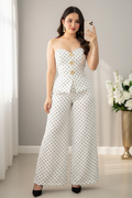 Conjunto Dos Piezas Lunares Blanco y Negro Bustier Escote  cod.C1001