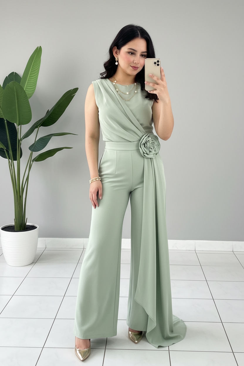 Enterizo Sage Rose Palazzo cod.595
