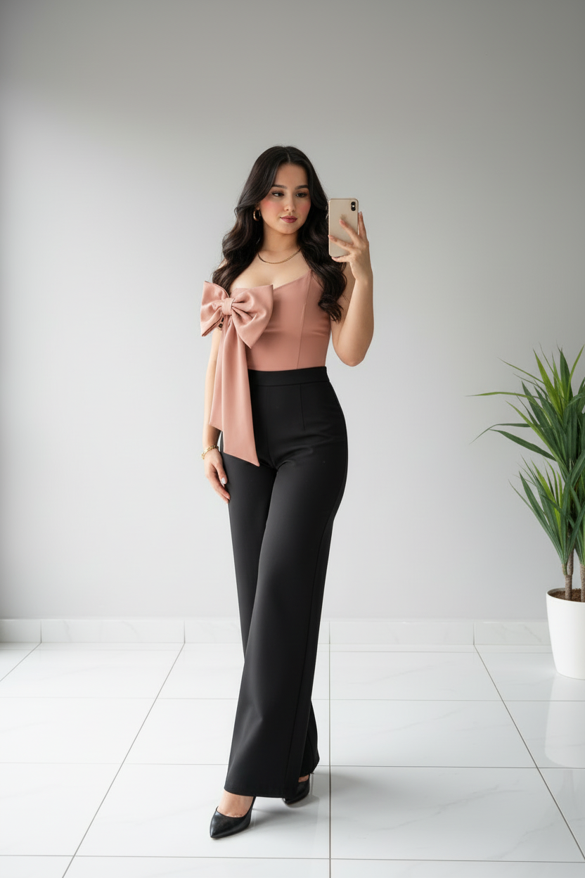 Corset Rosa Palo con Lazo Lateral Oversized cod.657