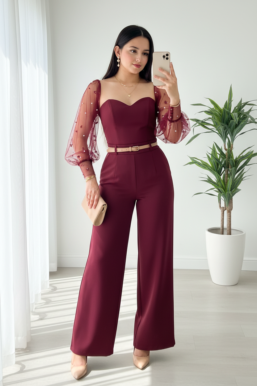 Set Borgoña · Bustier Organza Perlas cod.C262