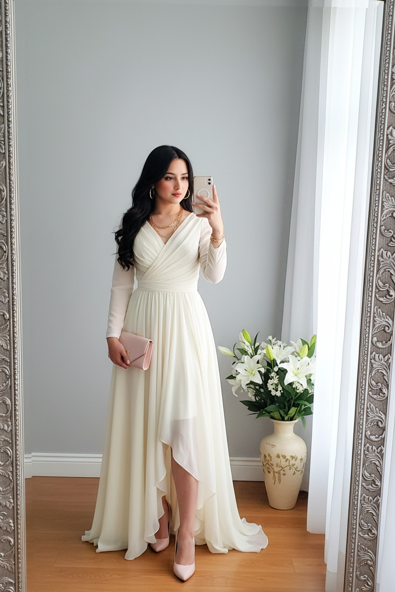 Vestido Blanco Asimétrico Gasa cod.V733