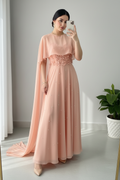 Vestido Rosa Perla — Capa Asimétrica cod.848