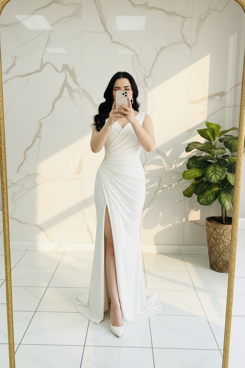 Vestido Blanco Cruzado Drapeado cod.603