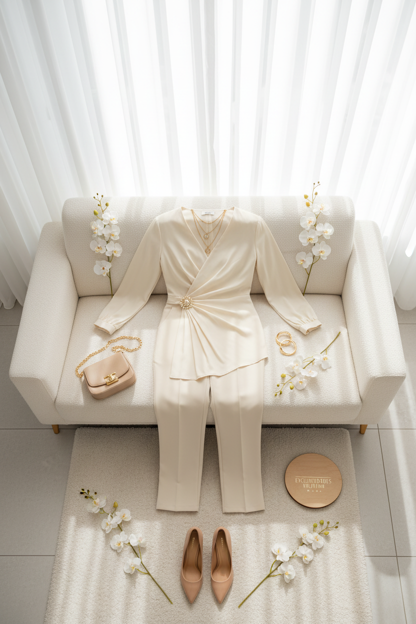 Conjunto Elegante Marfil:  Sofisticado cod.324