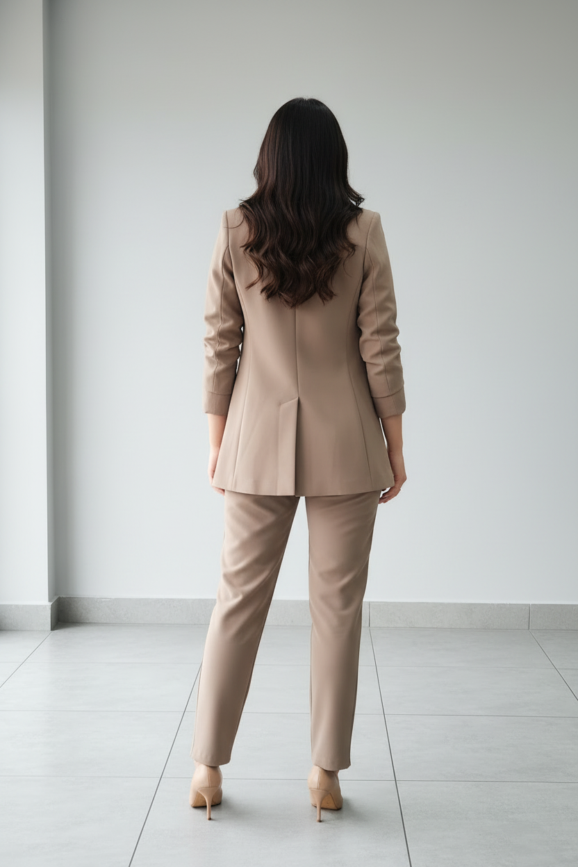 Conjunto Sastre Beige: Blazer + Pantalón + Cinturón - Ejecutivo Premium cod.320