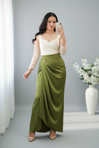 Falda Drapeada Verde Olivo |F-001