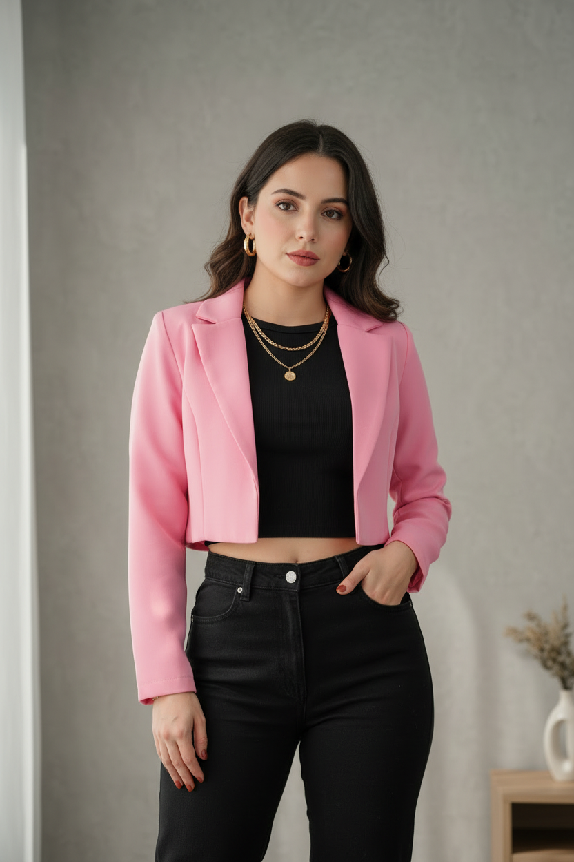 Bleizer corto en color rosa chicle cod.110