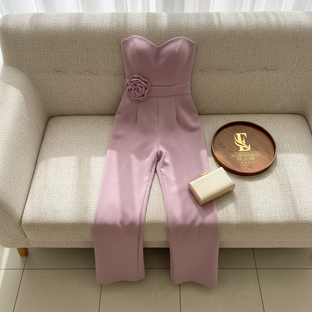 Jumpsuit Rosa Palo Corset Sweetheart con Rosa D cod.422