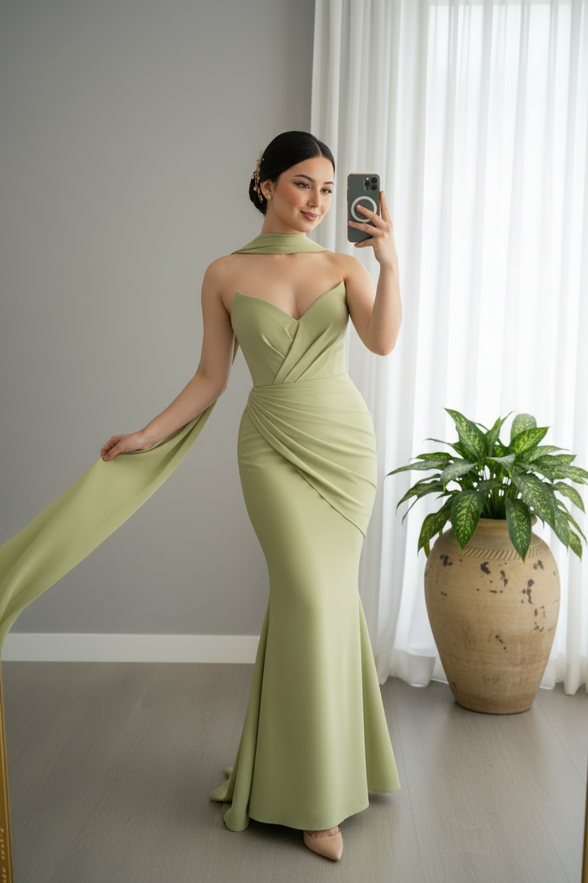 Vestido Verde Sage Sirena cod.990