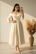Vestido Cream Off-Shoulder cod.00152