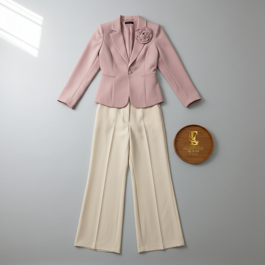 Pantalón Crema Palazzo de Tiro Alto con Pinzas cod.408