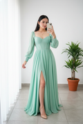 Vestido Verde Menta · Corset Chifón cod.V264