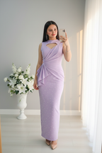 Vestido Largo Lila Lavanda Sin Mangas cod.V979