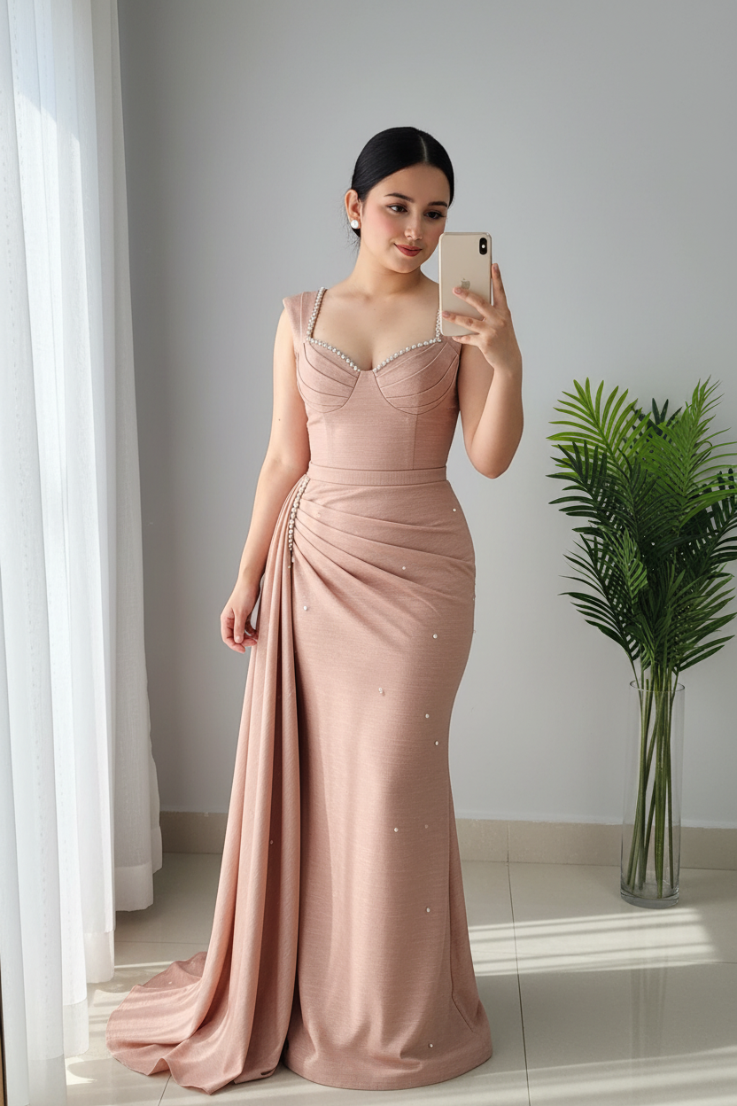 Vestido Blush Perle Corset Sirena cod.V220