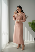 Vestido Blazer Rose Gold – Doble Botonadura con Cinturón Dorado cod.687