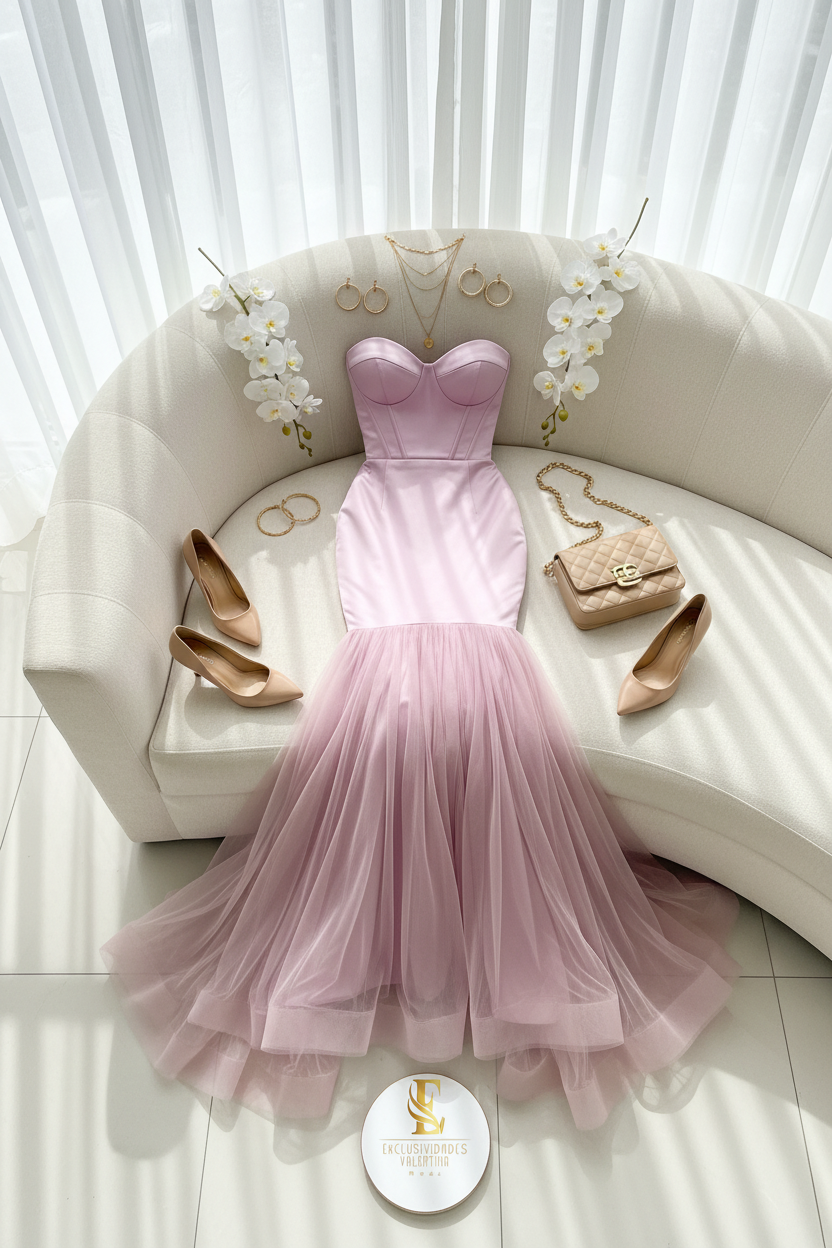 Hermoso vestido formal corte sirena cod.290