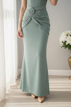 Conjunto Verde Salvia Corset Perlas Rosa | CS-012