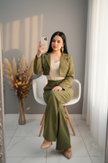 Conjunto Olive Pearl Bow Blazer & Palazzo cod.C224