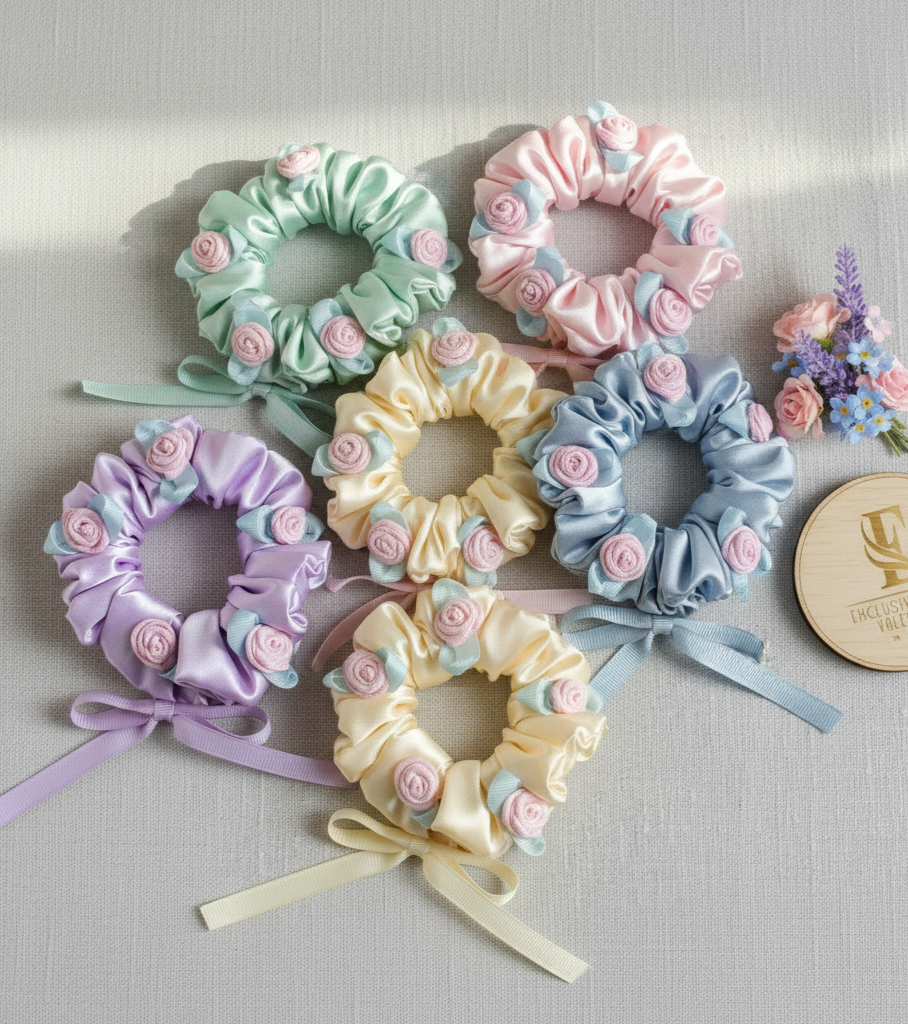 Scrunchies decorado con flor cod. 876