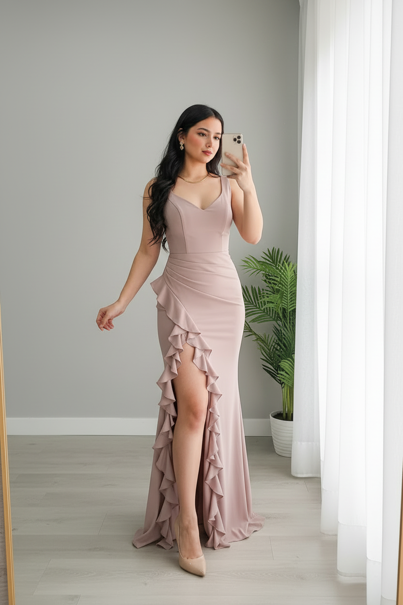 Vestido Mauve Ruffle cod.706