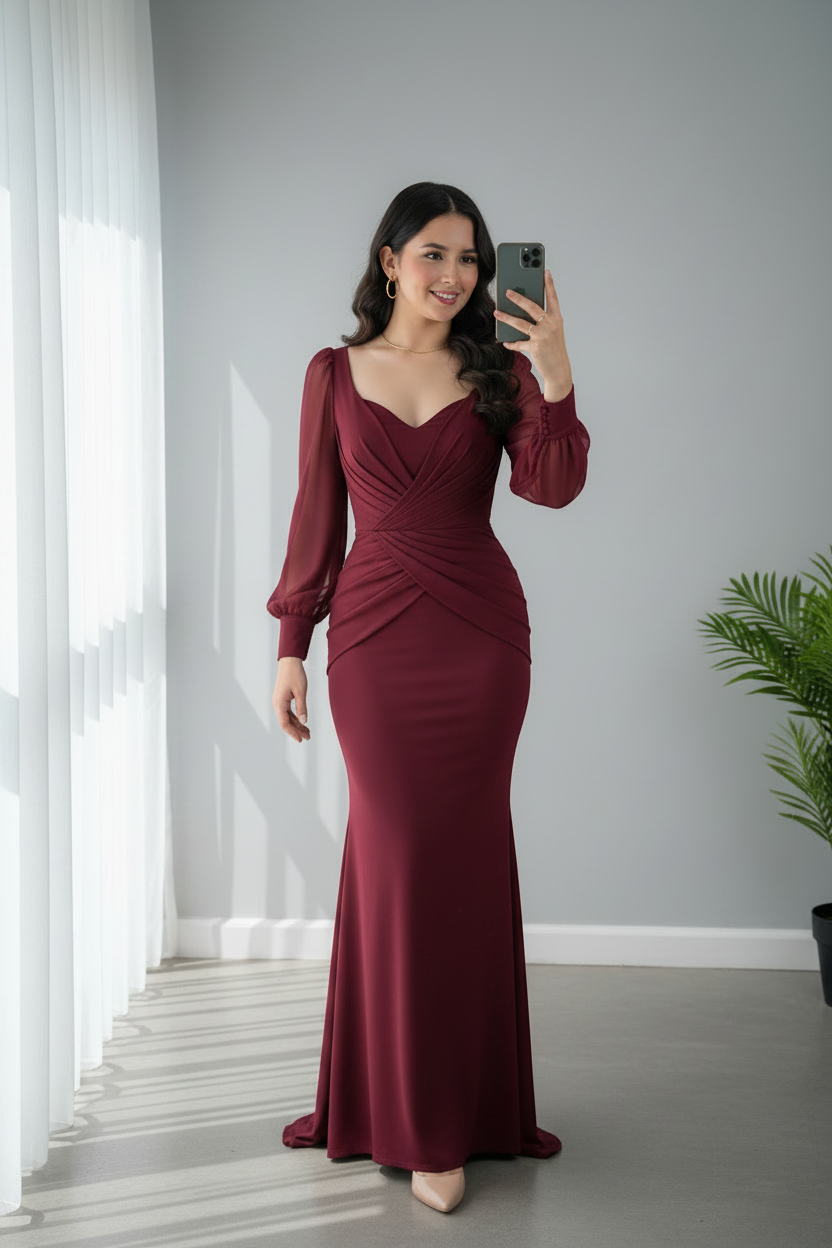 Vestido Sirena Burgundy cod.905