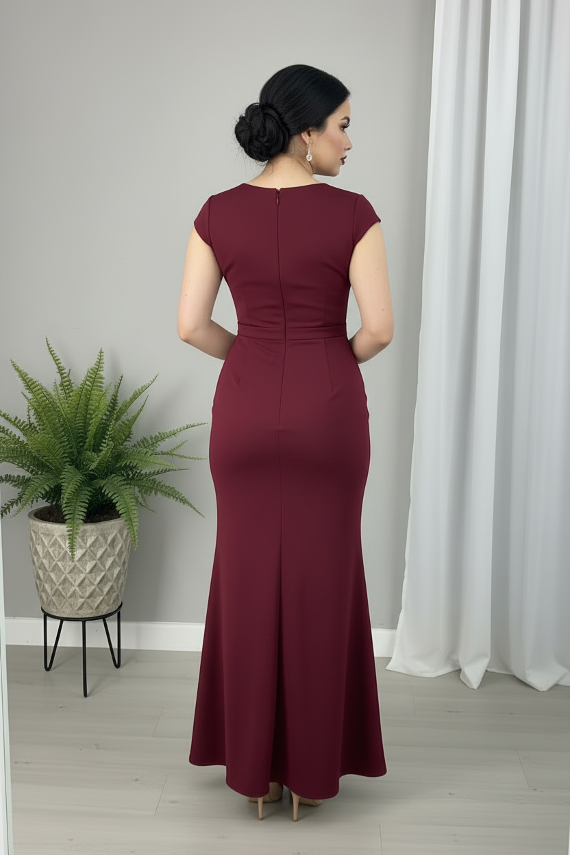 Vestido Borgoña Rosa 3D Sirena cod.007