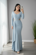 Vestido Azul Cielo Drapeado cod.707