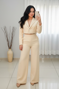 Conjunto Crema Blazer Perlas Palazzo cod.C327