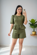 Conjunto Olive Peplum Lace-Up & Short cod.584