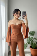 Set Terracota  Off-Shoulder con Mangas Campana Exclusivo cod.802