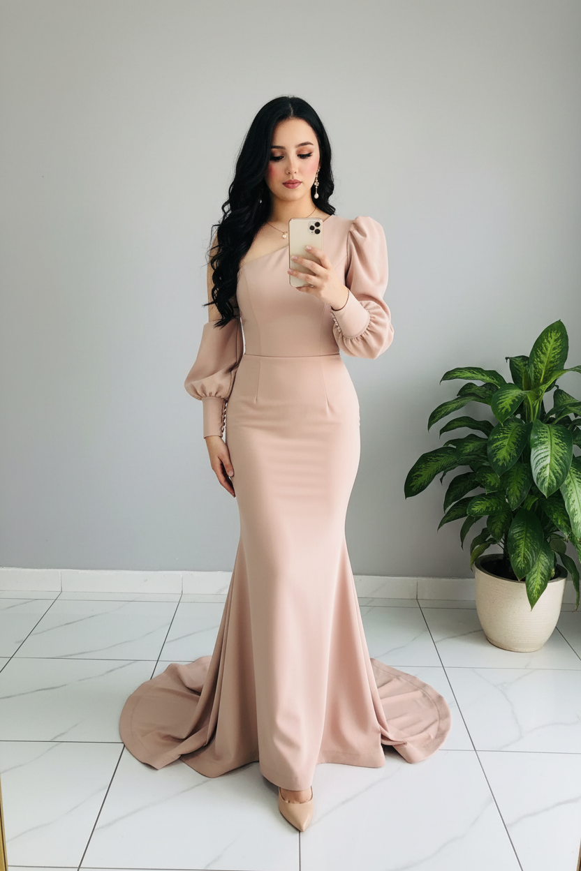 Vestido Nude Sirena con Cola cod.590