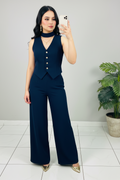 Conjunto Navy Chaleco Gold & Palazzo cod.566