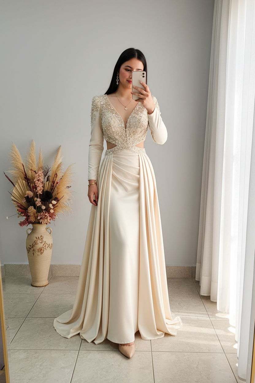 Vestido Champagne · Bordado Couture cod.V256