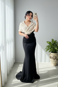 Vestido Bicolor Blanco Negro Sirena cod.808