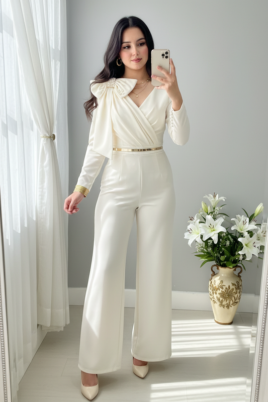Conjunto Blanco Total Broche Dorado cod.C731