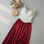 Outfits corset de perlitas más falda larga en Ceda cod.11138
