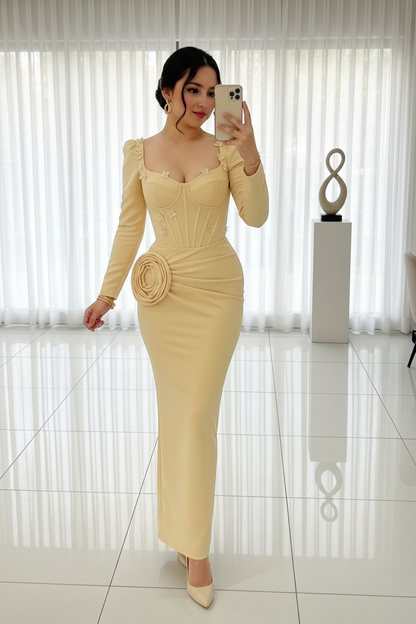 Vestido Corset Marfil Rosa