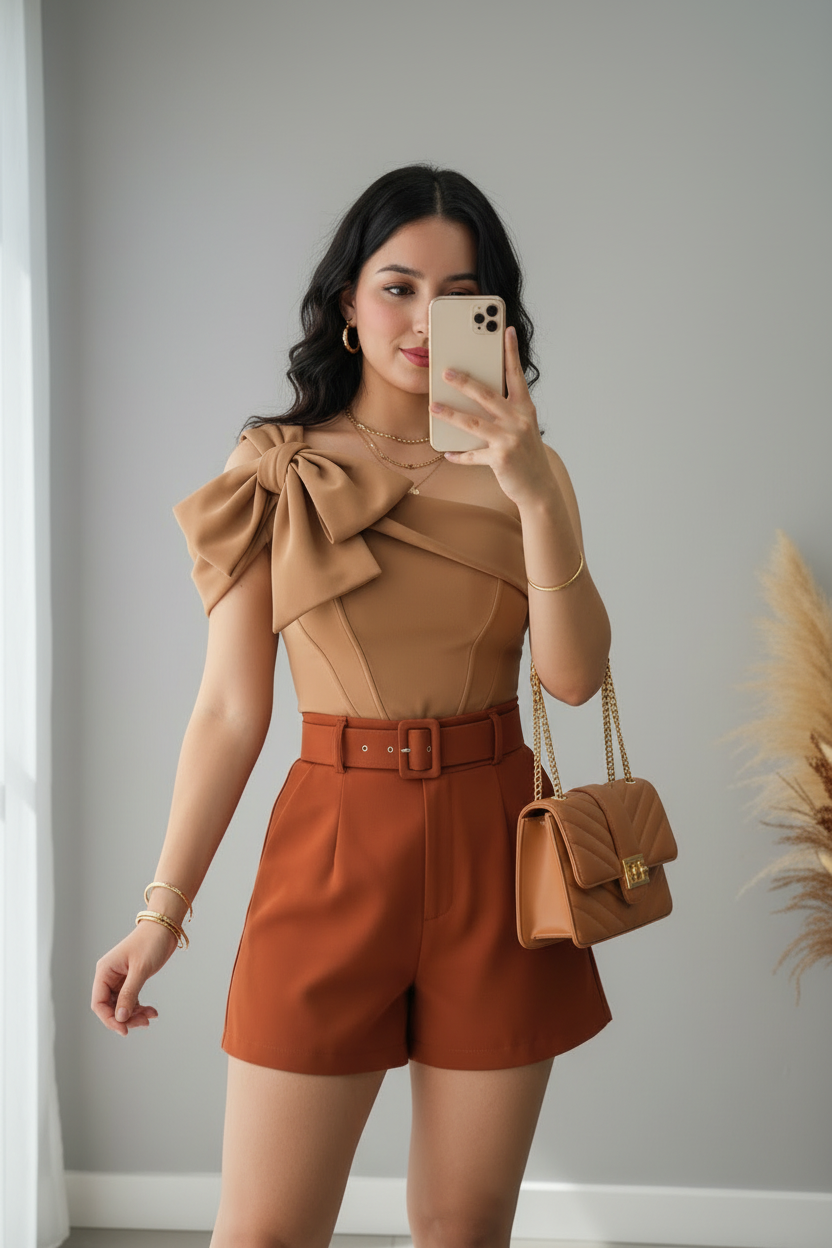 Outfits completo, blusita, shorts formal más cinturon. Cod.133